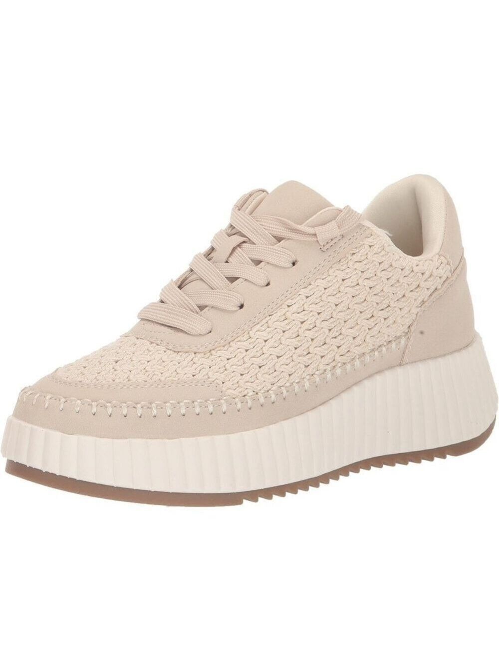Dolce Vita Fredi Woven Knit & Suede Upper Cushioned Flatform Neutral Sneaker